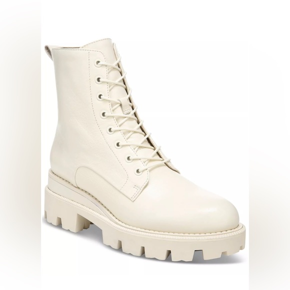 Sam Edelman Garret LACE UP COMBAT BOOTS IVORY SIZE 7.5M - Picture 2 of 4